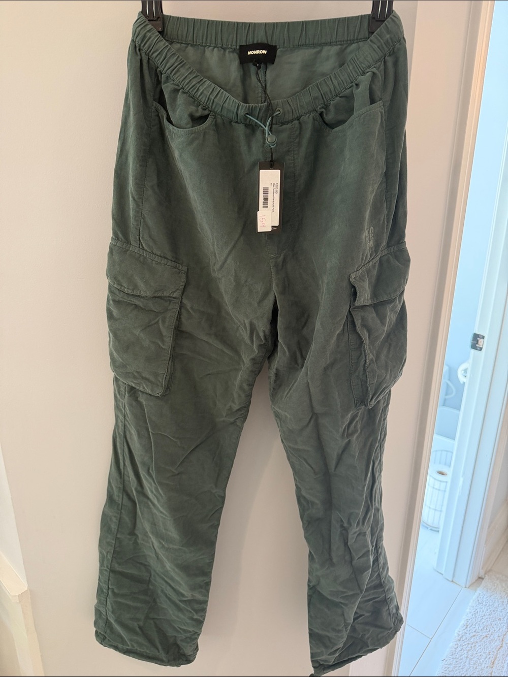 Monrow Olive Green Cargo Jumpsuit Pants